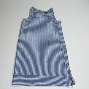 Sleeveless For Cynthia Blue and White Stripe Linen Dress